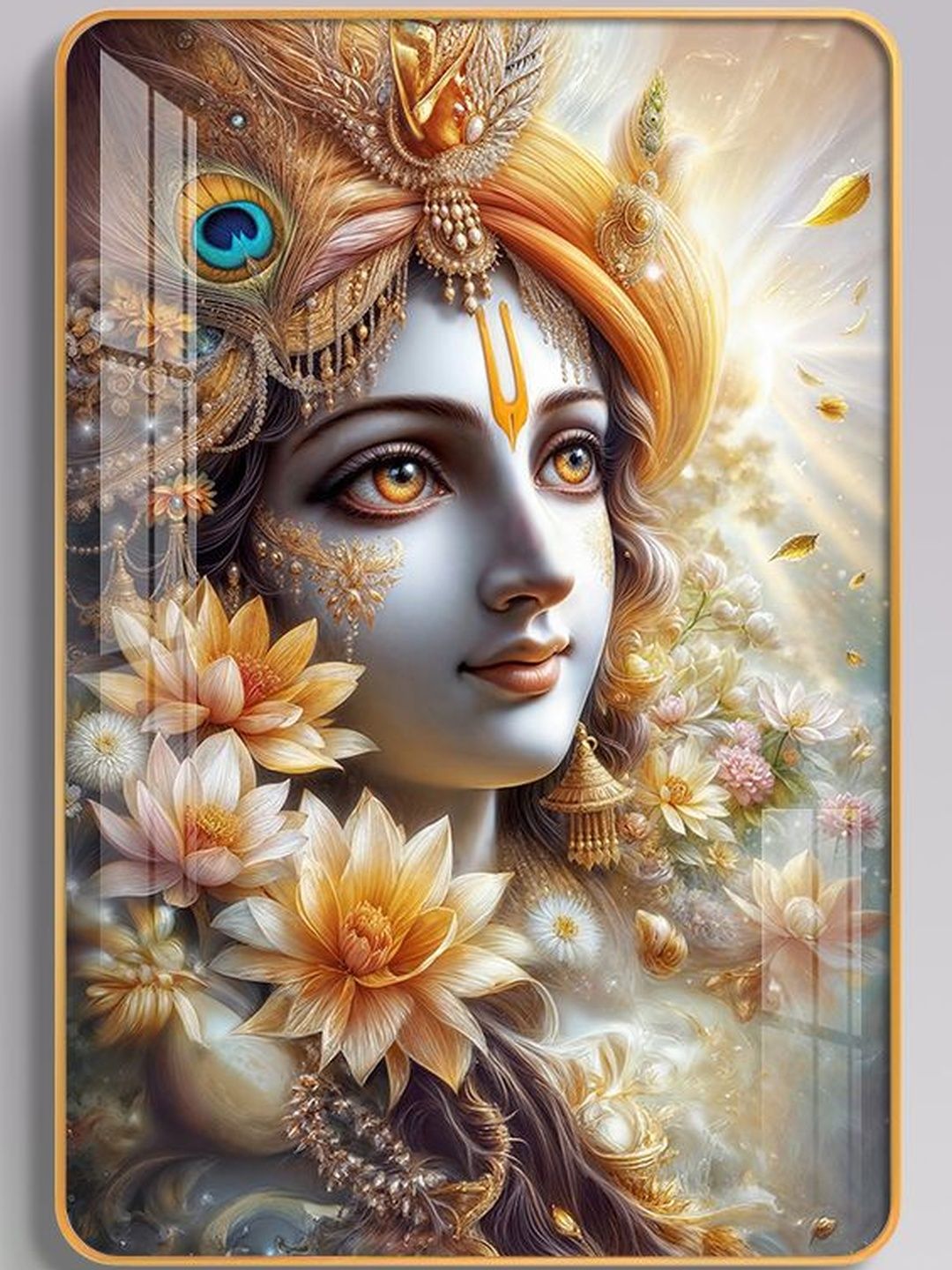 THE NEXT DECOR Multicoloured Single Piece Glass Religious Wall Paintings
