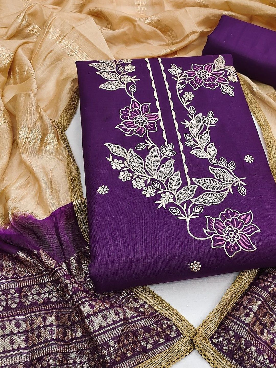 DWIJA FASHION Embroidered Semi-Stitched Dress Material