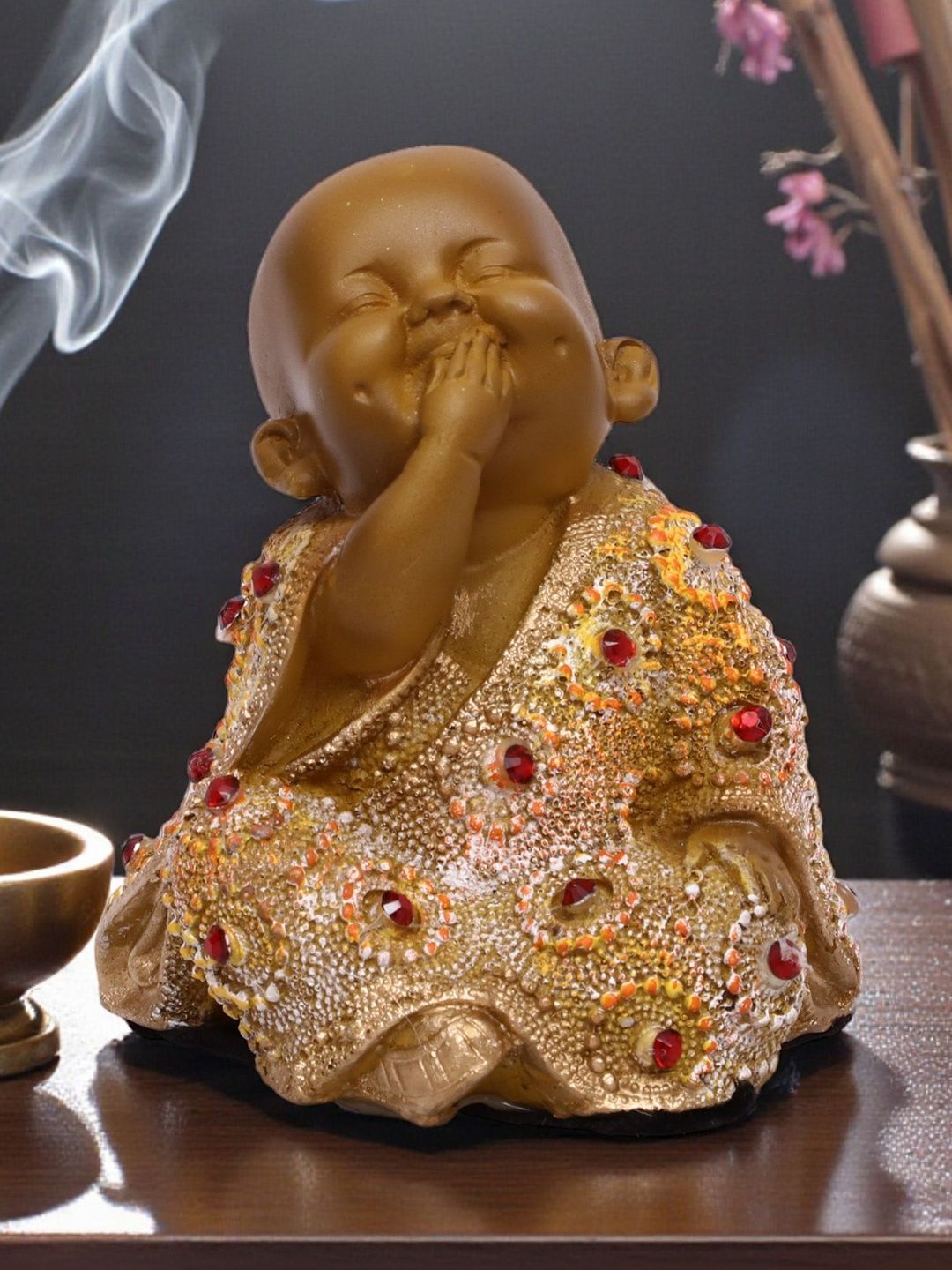vedas Red Buddha Figurine Showpiece