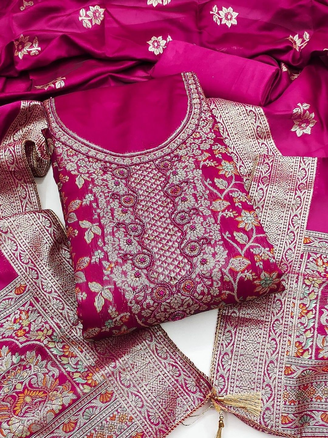 DWIJA FASHION Embroidered Semi-Stitched Dress Material