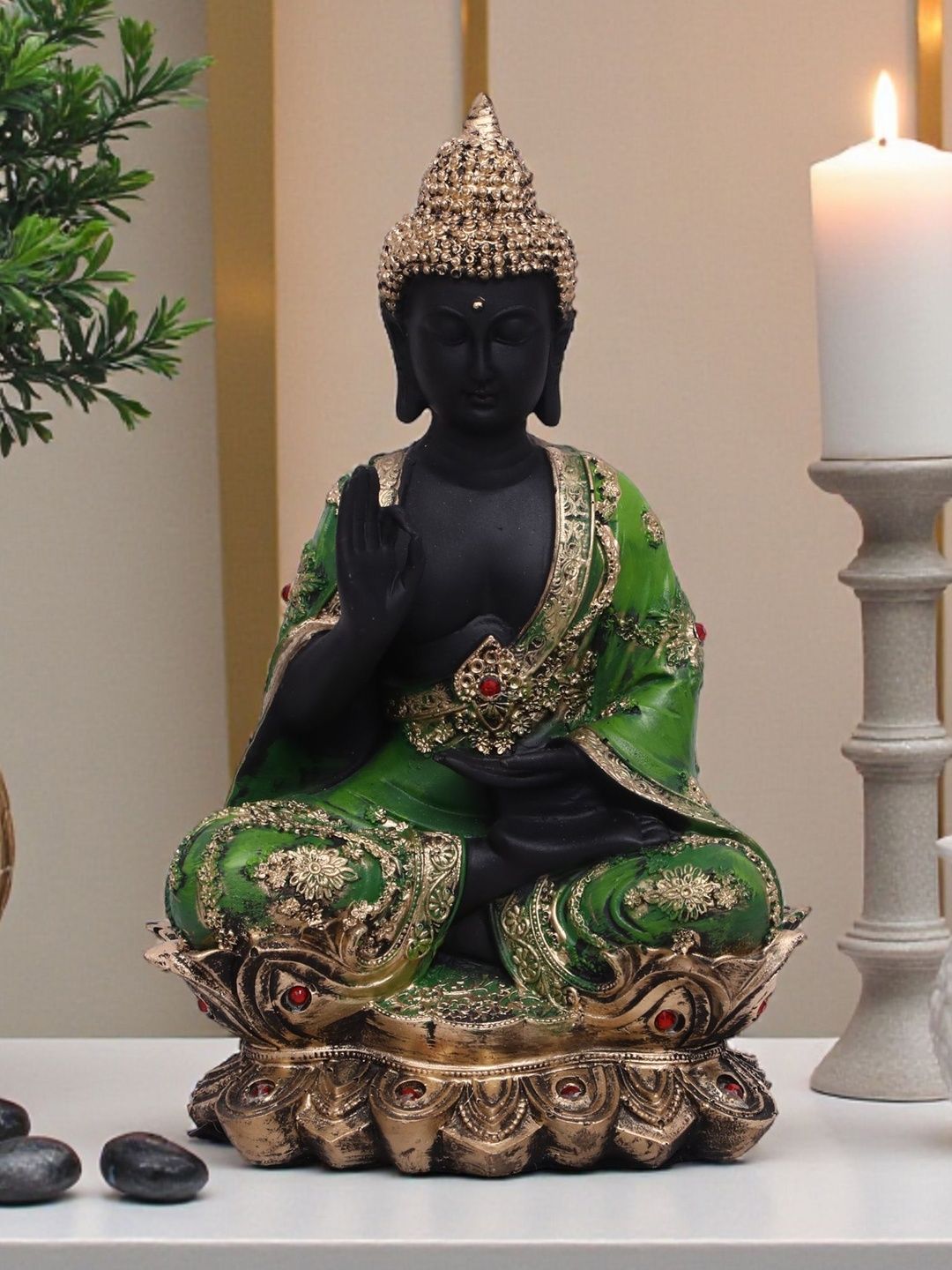 vedas Black Buddha Figurine Showpiece