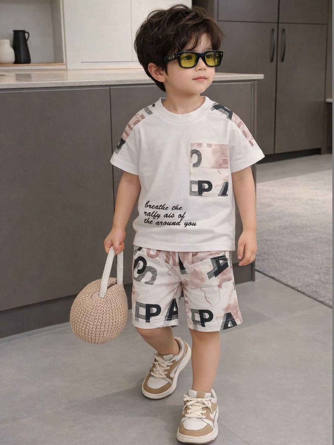BAESD Unisex Kids Printed T-shirt with Shorts