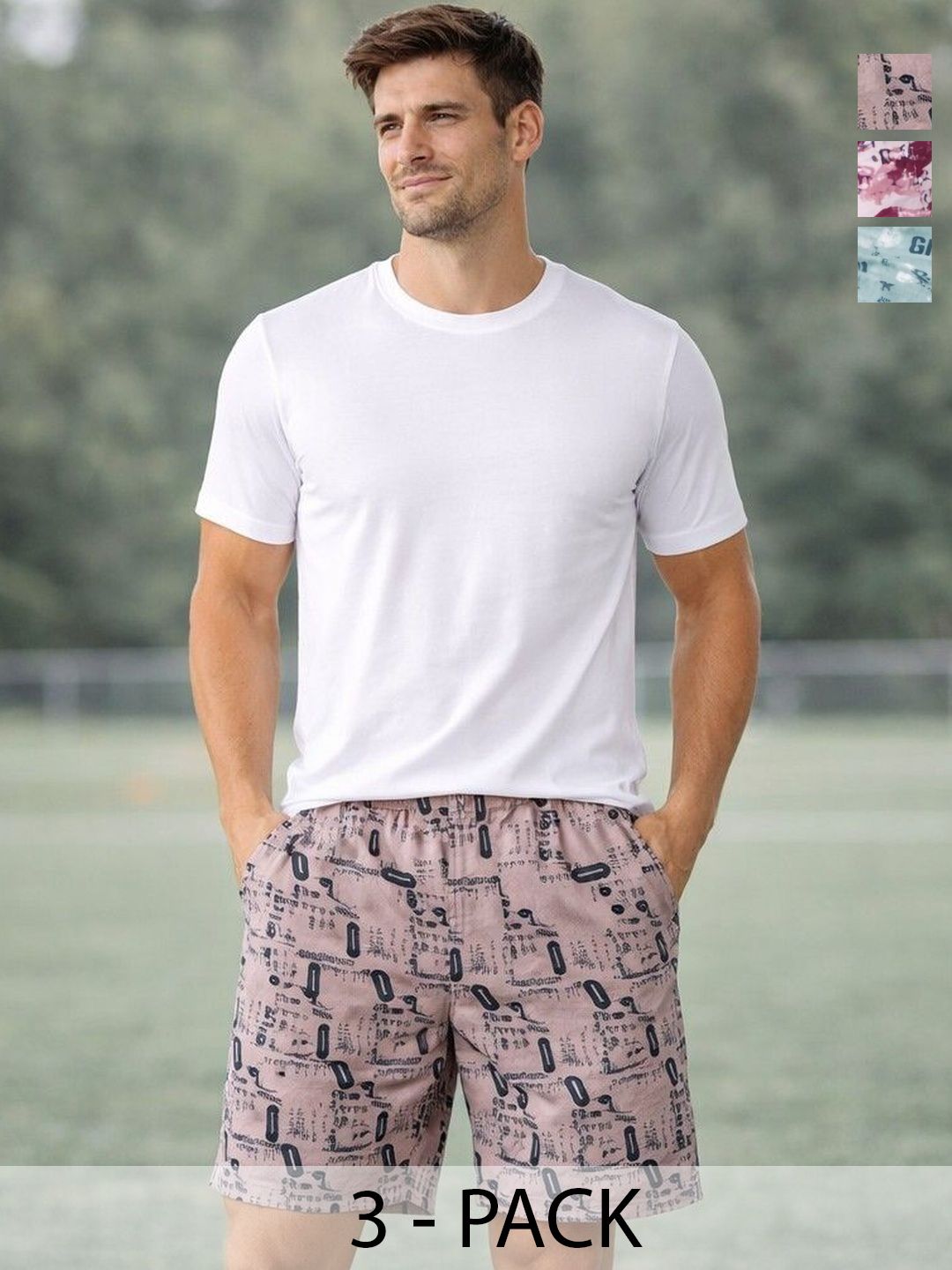 Mast & Harbour Pack Of 3 Printed Cotton Mid-Rise Boxers