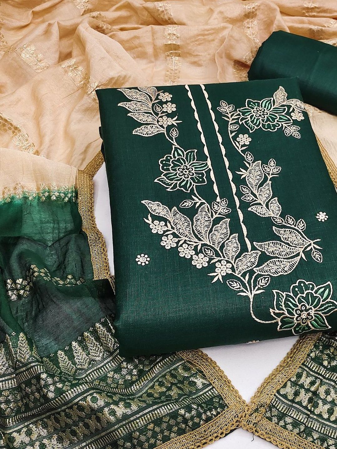 DWIJA FASHION Embroidered Semi-Stitched Dress Material