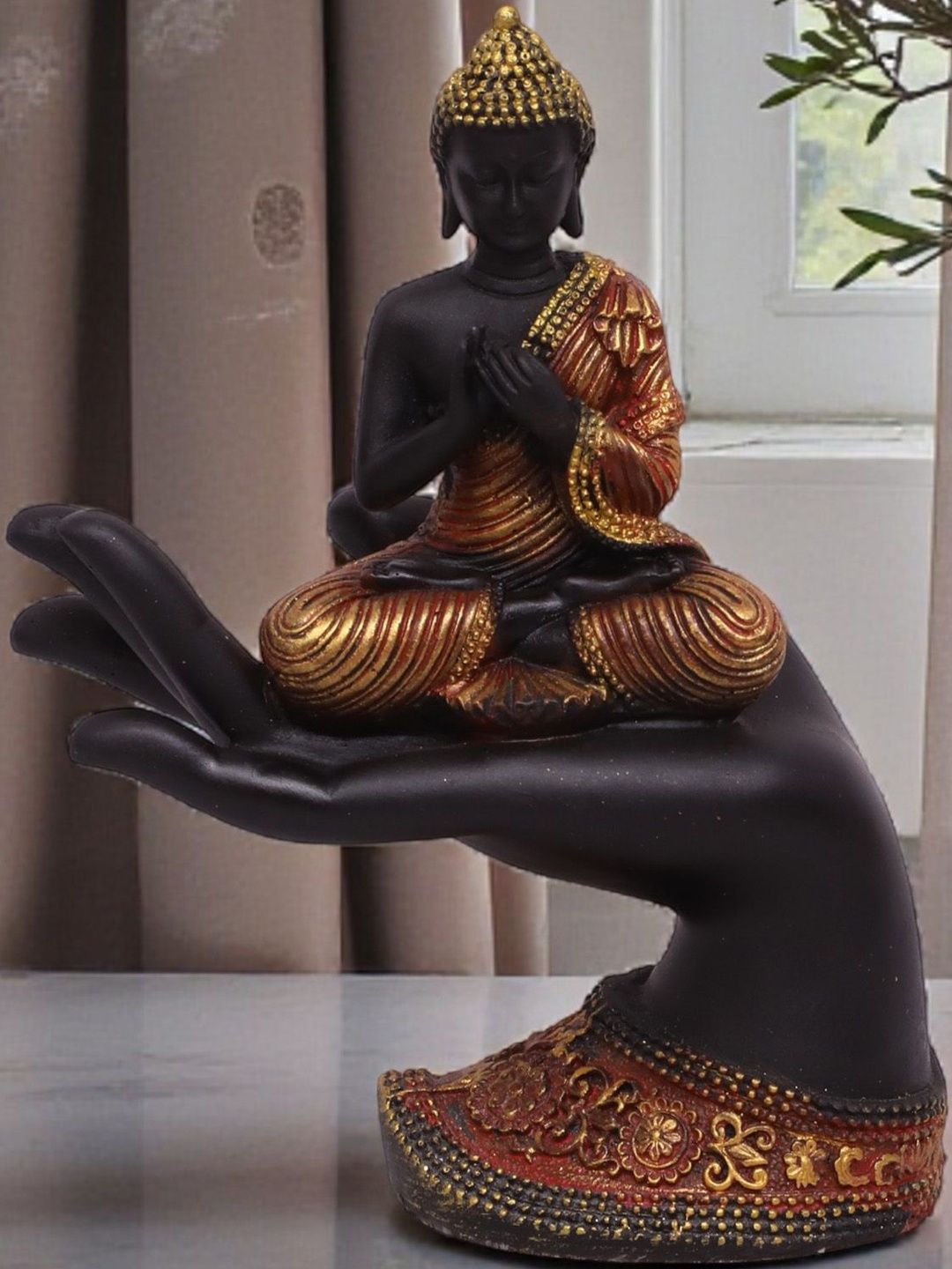 vedas Black Buddha Figurine Showpiece