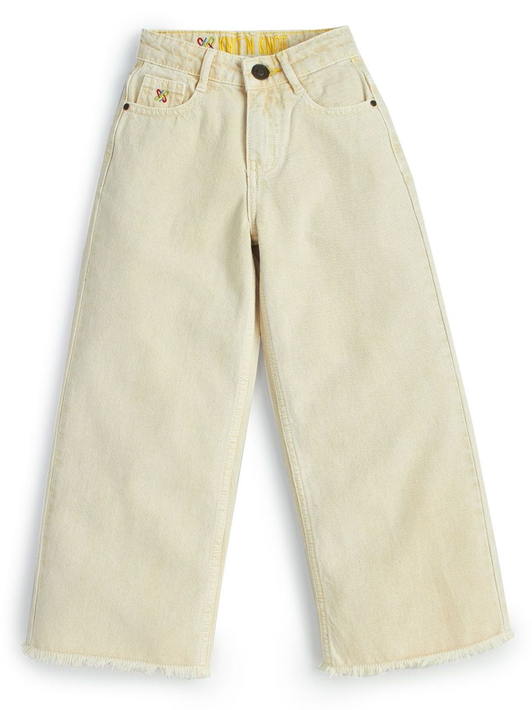 Knit N Knot Girls Wide Leg High-Rise Light Fade Jeans