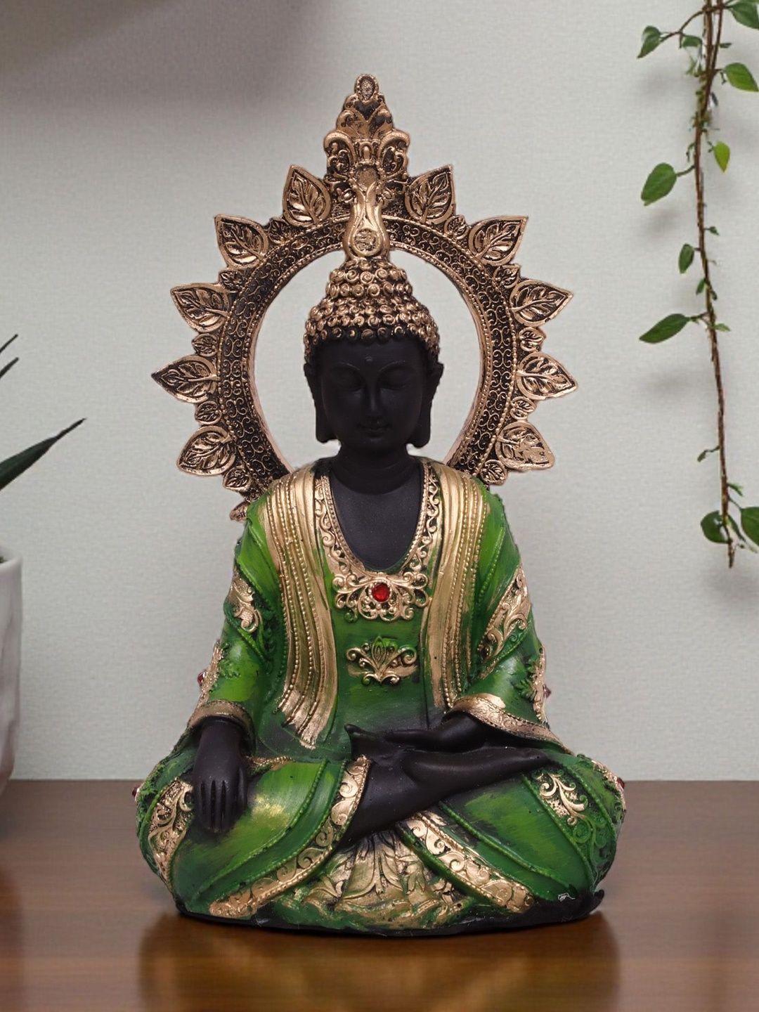 vedas Gold-Toned Buddha Figurine Showpiece