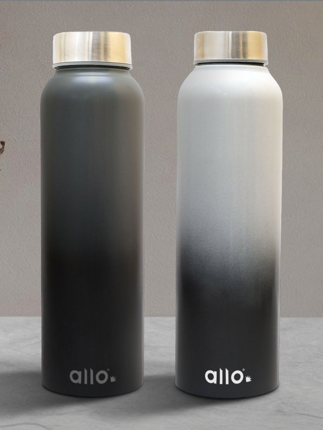 Allo Multicolour Set of 2 Stainless Steel Leakproof Steel Cap Water Bottle
