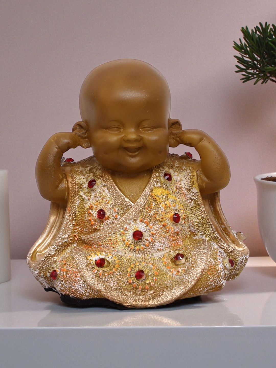 vedas Gold-Toned Buddha Figurine Showpiece