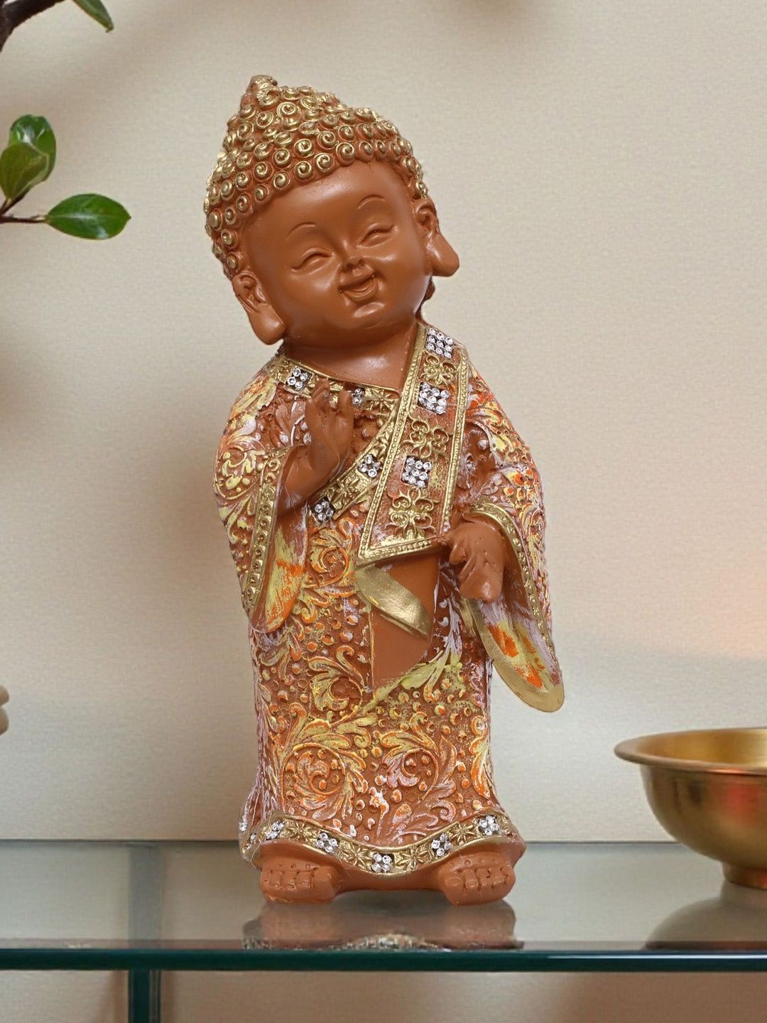 vedas Gold-Toned Buddha Figurine Showpiece