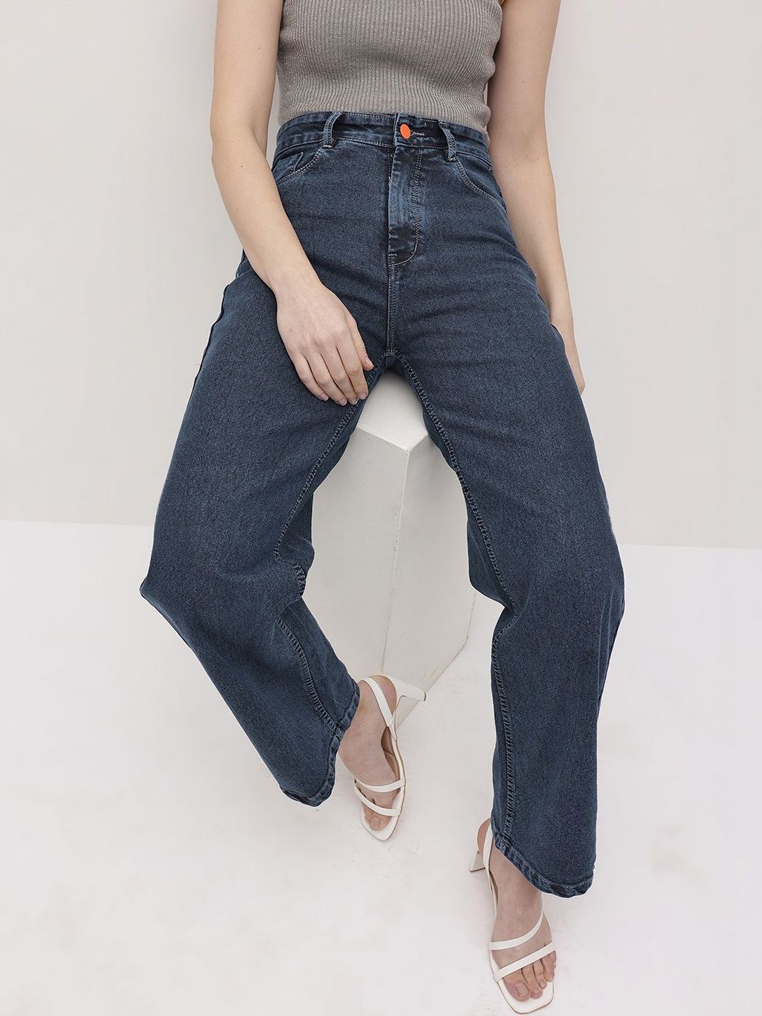 Women Straight Fit High-Rise Jeans Encrypt Women Comfort Straight Fit High-Rise Stretchable Jeans