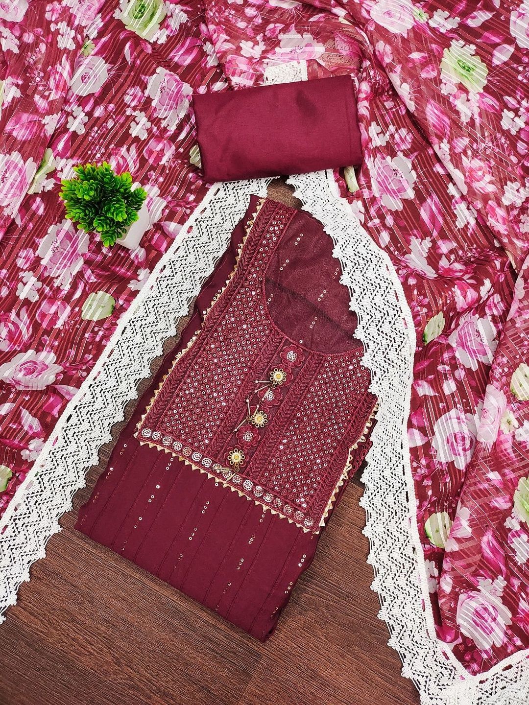 DWIJA FASHION Embroidered Semi-Stitched Dress Material