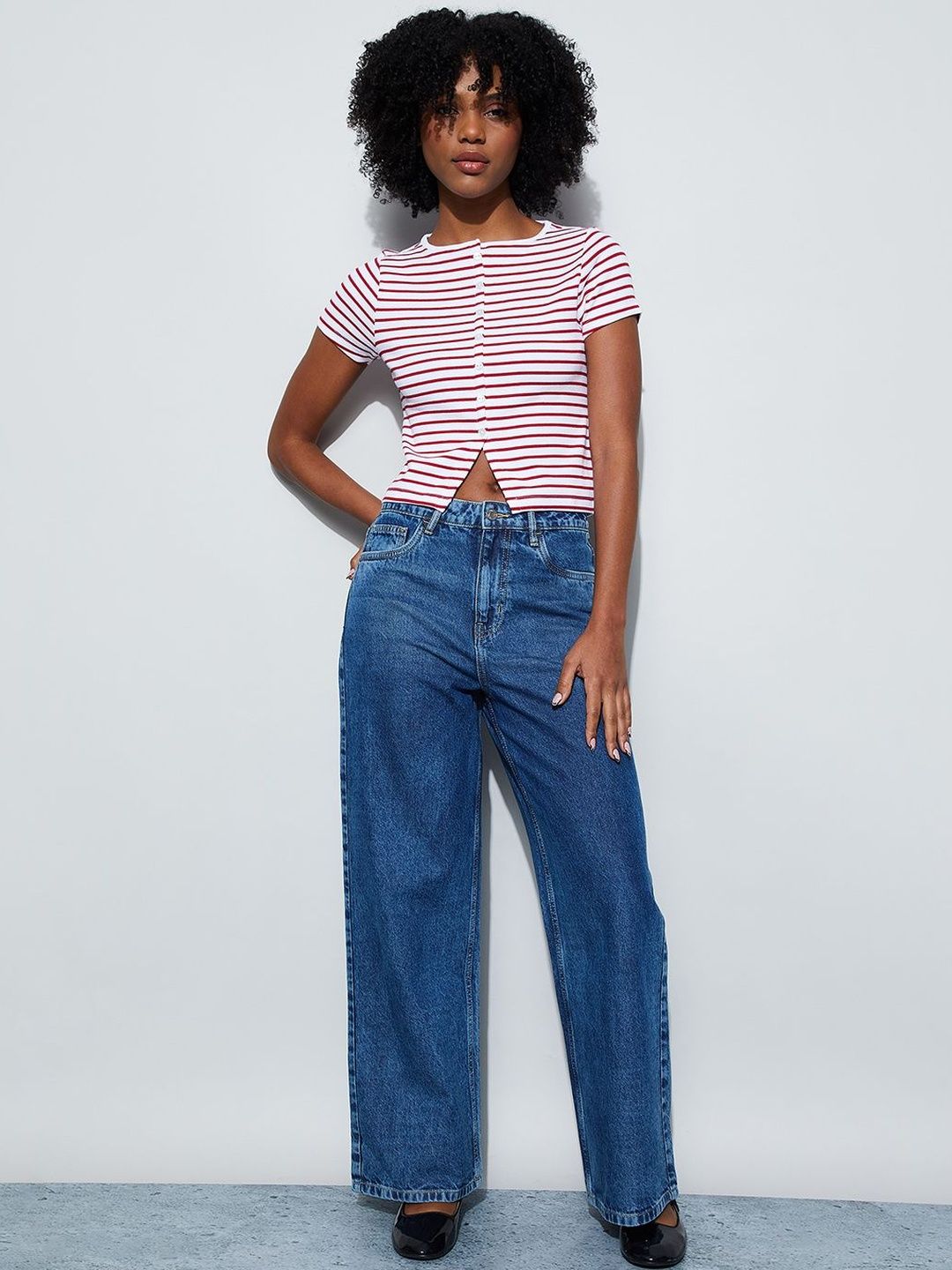 Buy Ginger by Lifestyle Striped Cotton Crop Top - Tops for Women