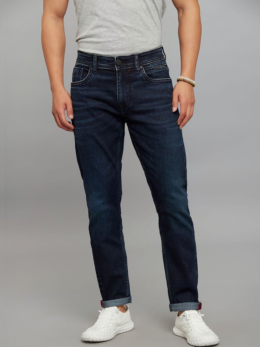 Rookies Men Skinny Fit Low-Rise Light Fade Stretchable Jeans