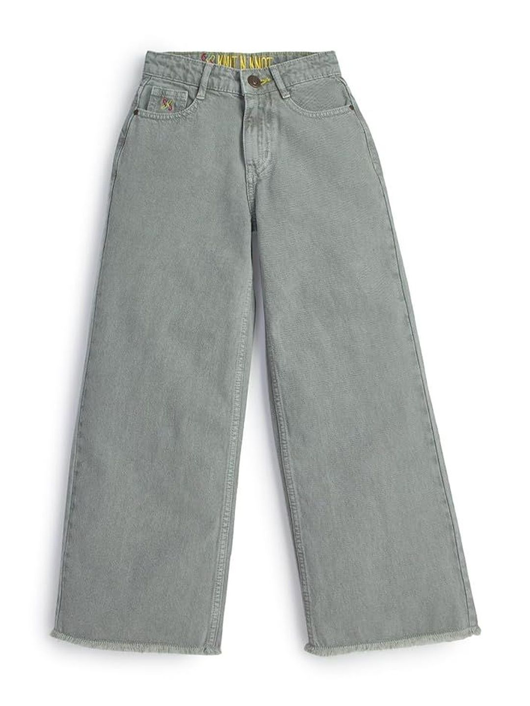 Knit N Knot Girls Wide Leg High-Rise Jeans