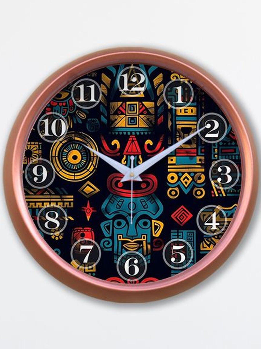 OLIVE TREE OLIVE TREE Copper-Toned & Blue Printed Wall Clock
