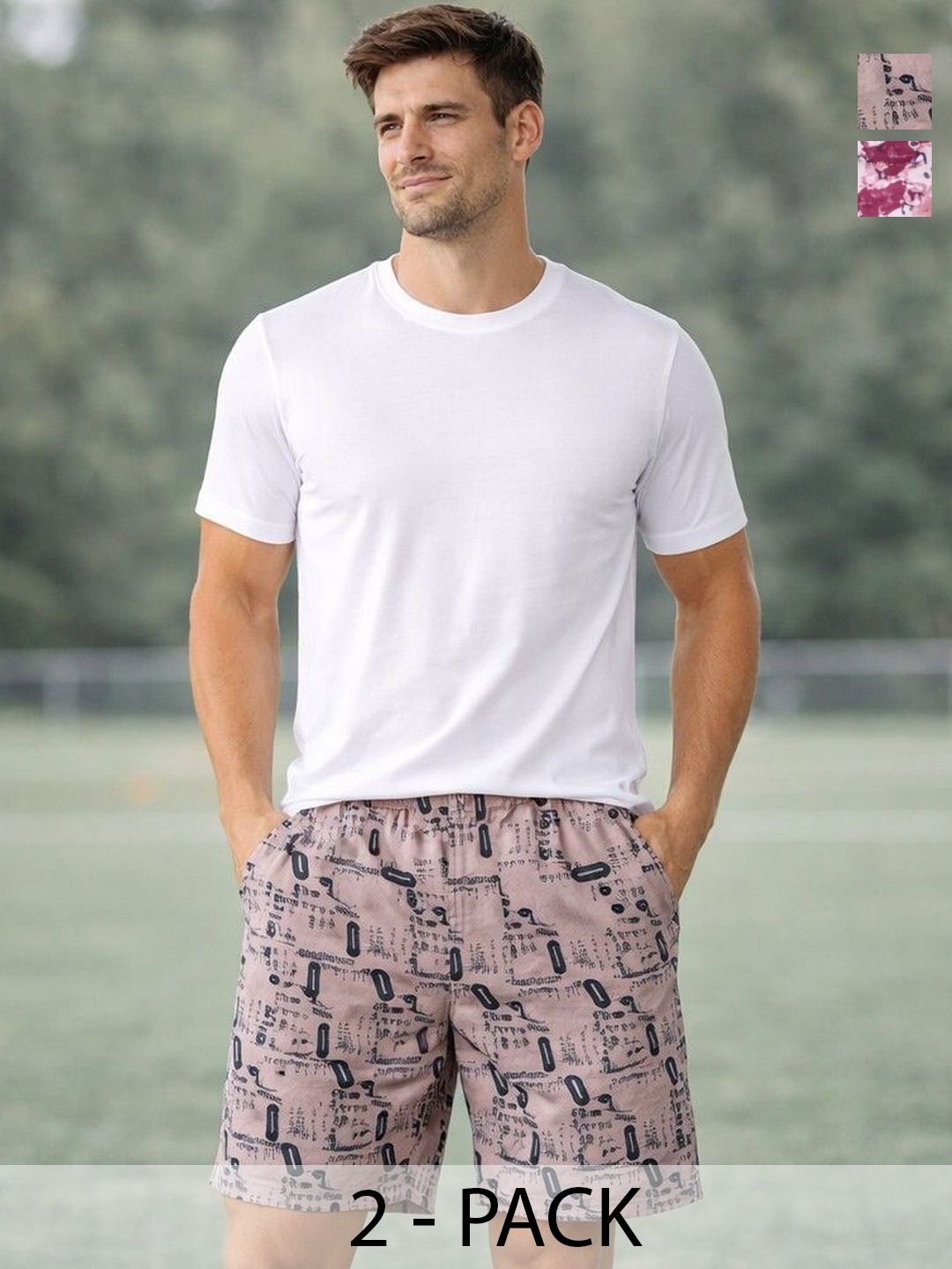 Mast & Harbour Pack Of 2 Printed Cotton Mid-Rise Boxers