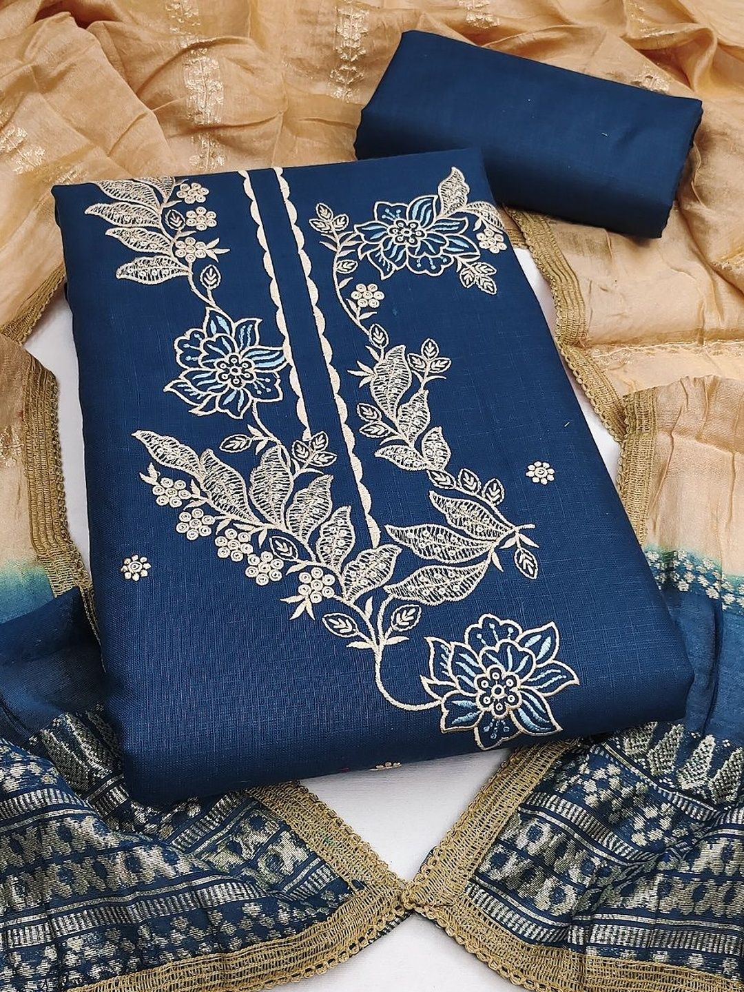 DWIJA FASHION Embroidered Semi-Stitched Dress Material