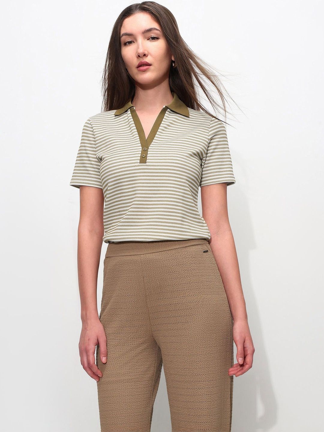 Women Striped Polo Collar T-shirt U.S. Polo Assn. Women Women Striped Polo Collar T-shirt
