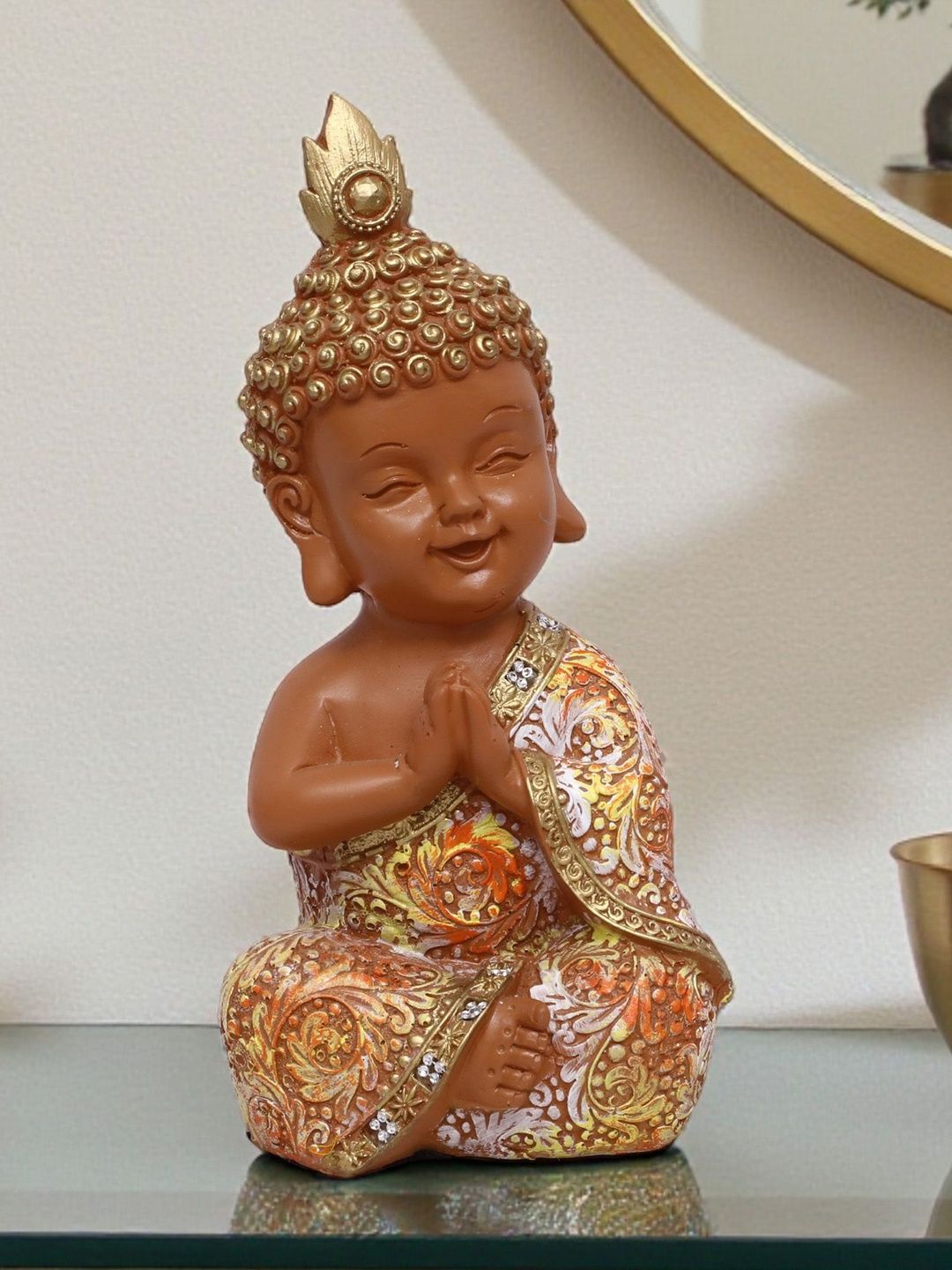 vedas Yellow Buddha Figurine Showpiece
