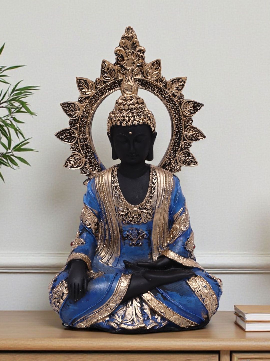 vedas Gold-Toned Buddha Figurine Showpiece