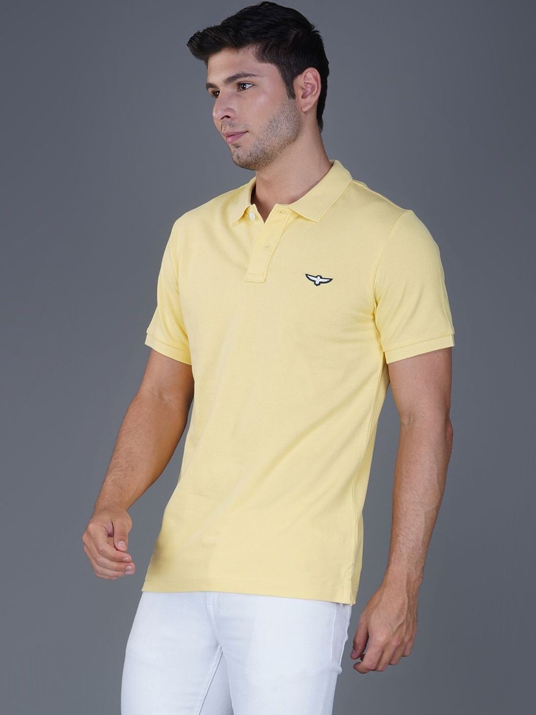 ZVEZDA Light Yellow Pique Cotton Classic Polo Tshirt