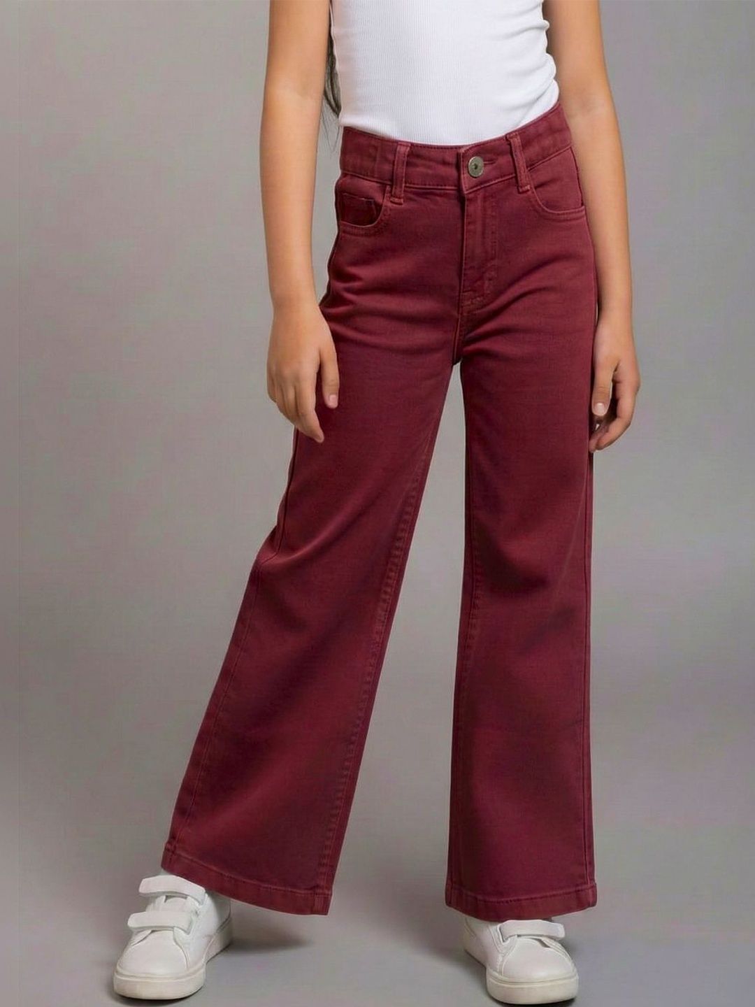 GUTI Girls Flared Mid-Rise Stretchable Jeans