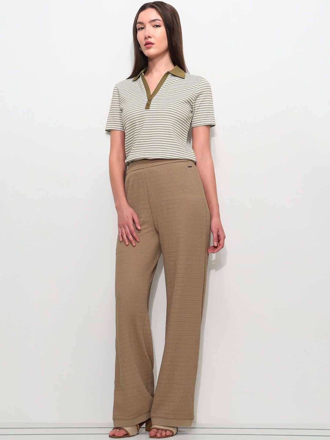 Striped Polo Collar T-shirt