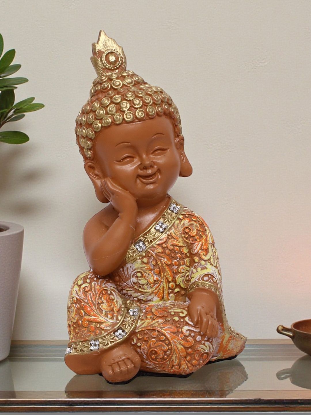 vedas Gold-Toned Buddha Figurine Showpiece