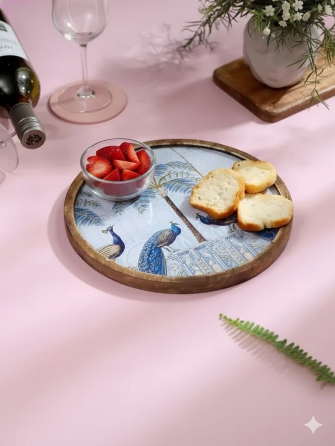 DULI Blue 2026 Wood 1 Pieces Easy to Clean Serving Tray