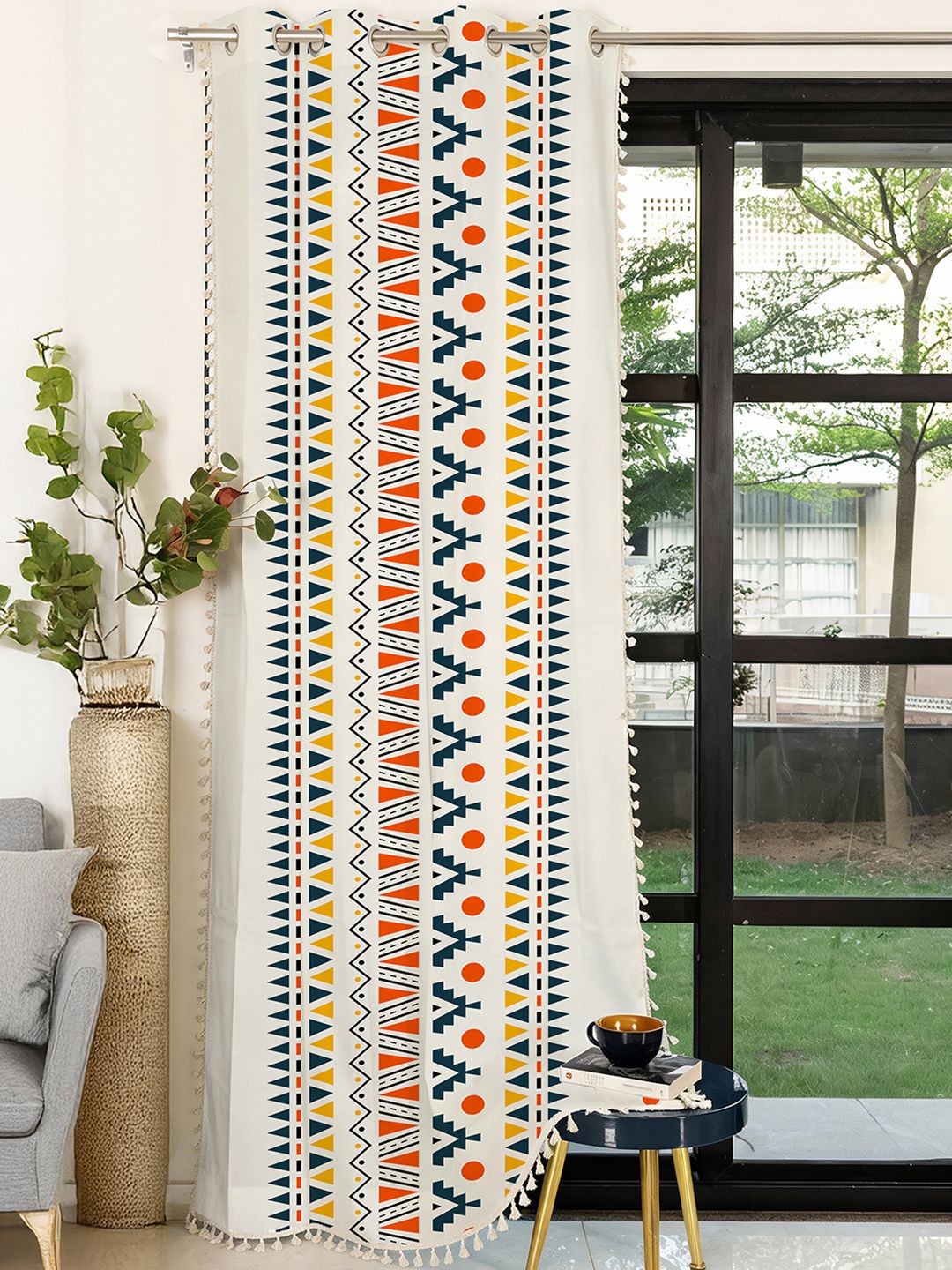 URBAN SPACE Geometric Cotton Window Curtain