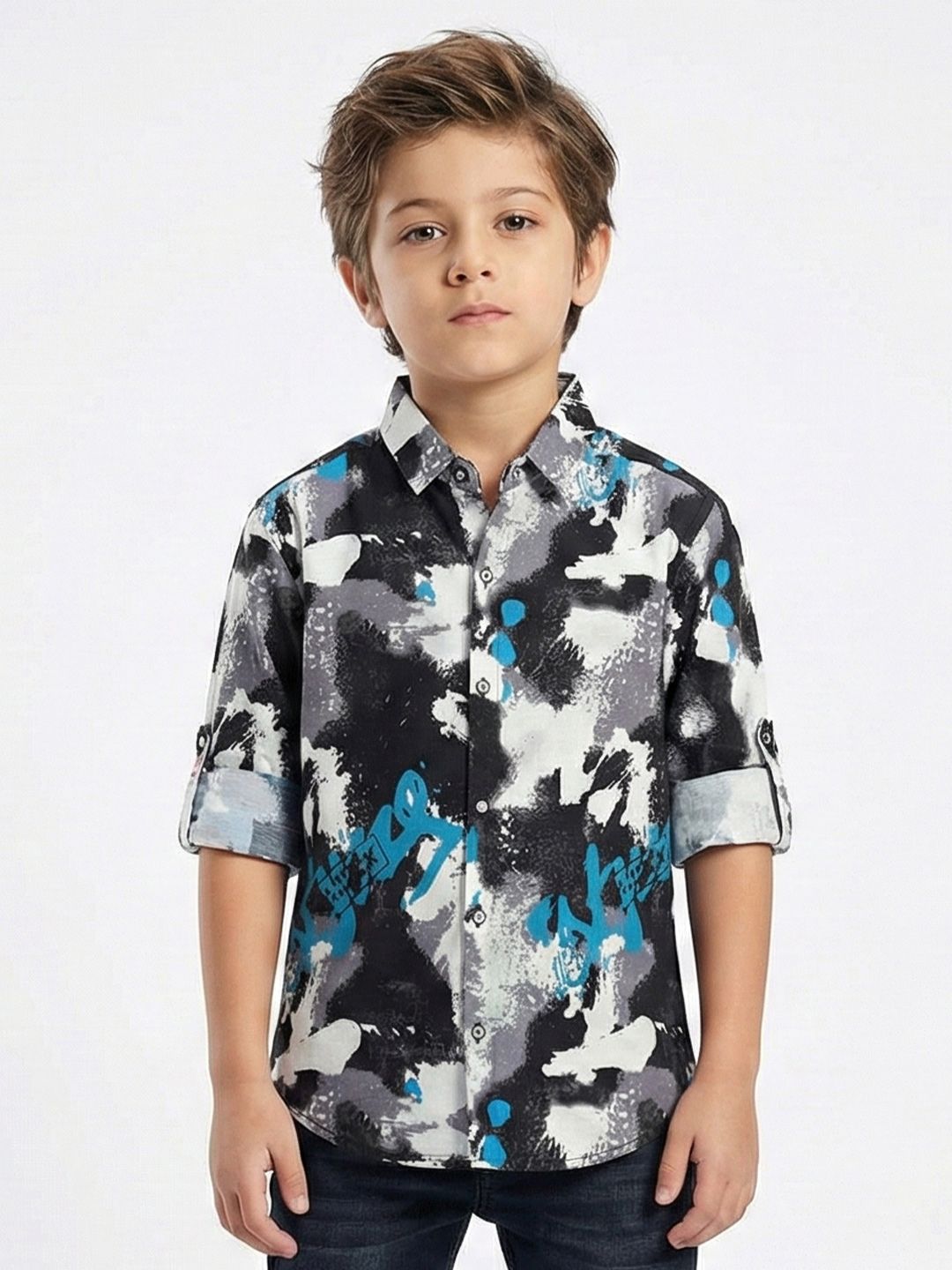 Havok kids Kids-Boys Self Design Polyester Casual Shirts