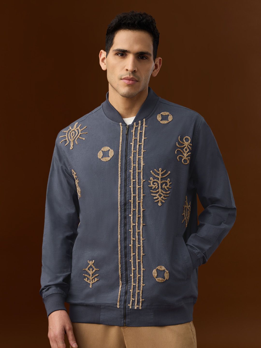 The Souled Store Men Oversized Fit Minions Printed Navy Blue Bomber Jackets