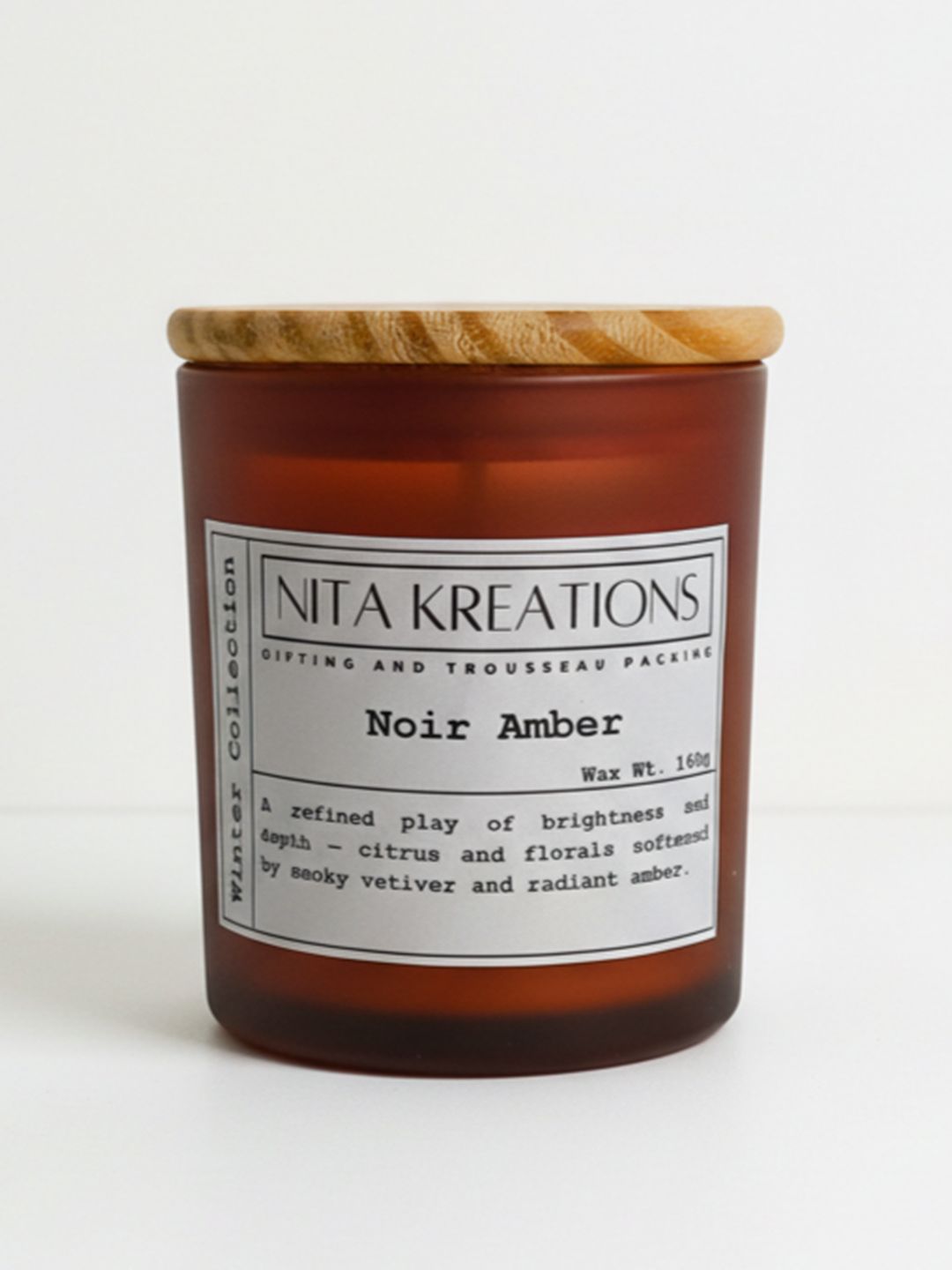 Nita Kreations White & Brown 1 pieces Jar Candle