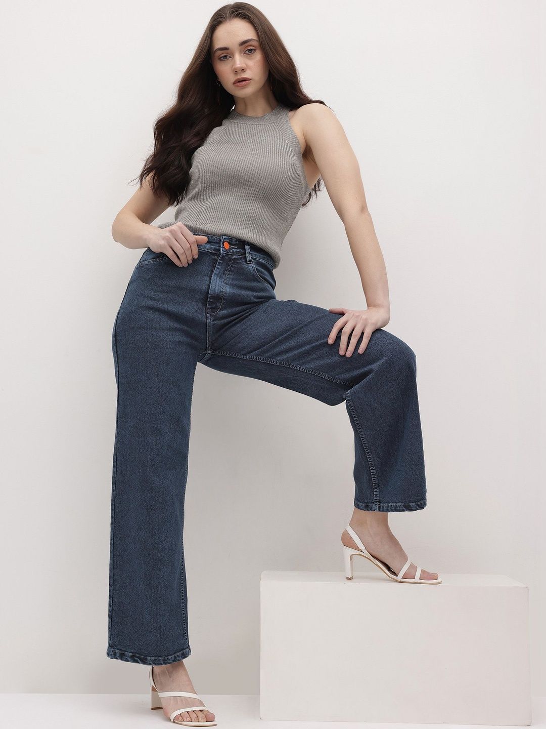 Women Straight Fit High-Rise Jeans Encrypt Women Comfort Straight Fit High-Rise Light Fade Stretchable Jeans