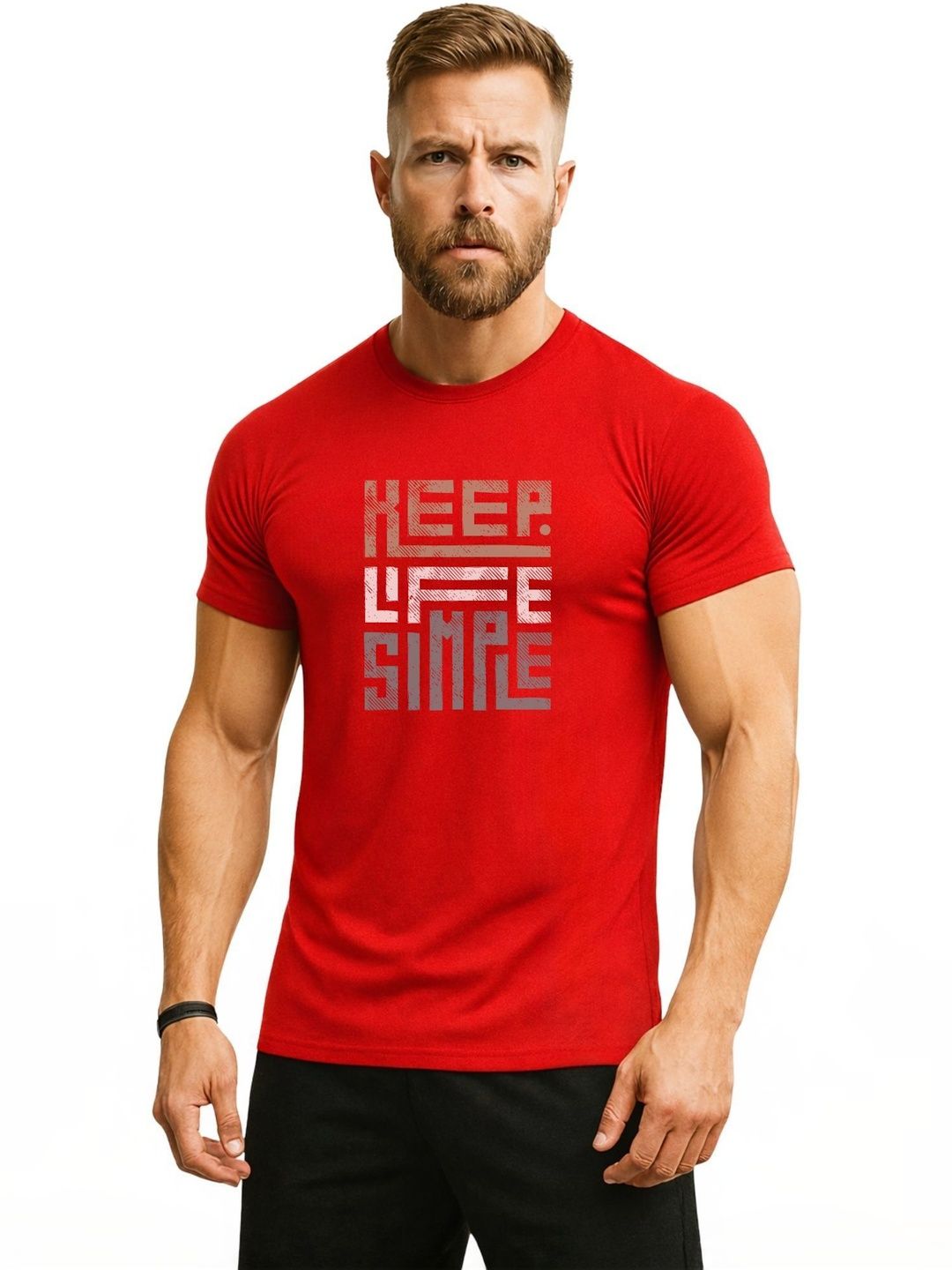 3Colors Men Typography Printed Moisture Wicking T-shirt