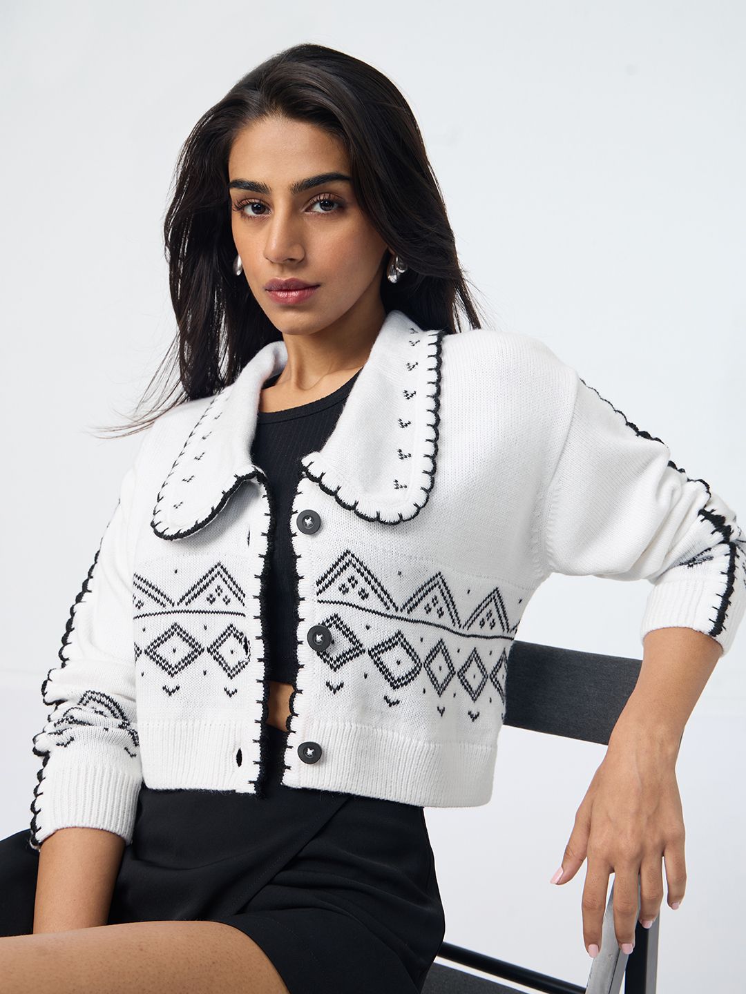 Buy StyleCast Women Cherry Applique Knit V-Neck Crop Cardigan