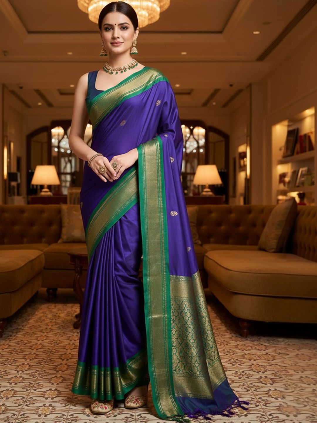 KALINI Woven Design Zari Art Silk Kanjeevaram Saree