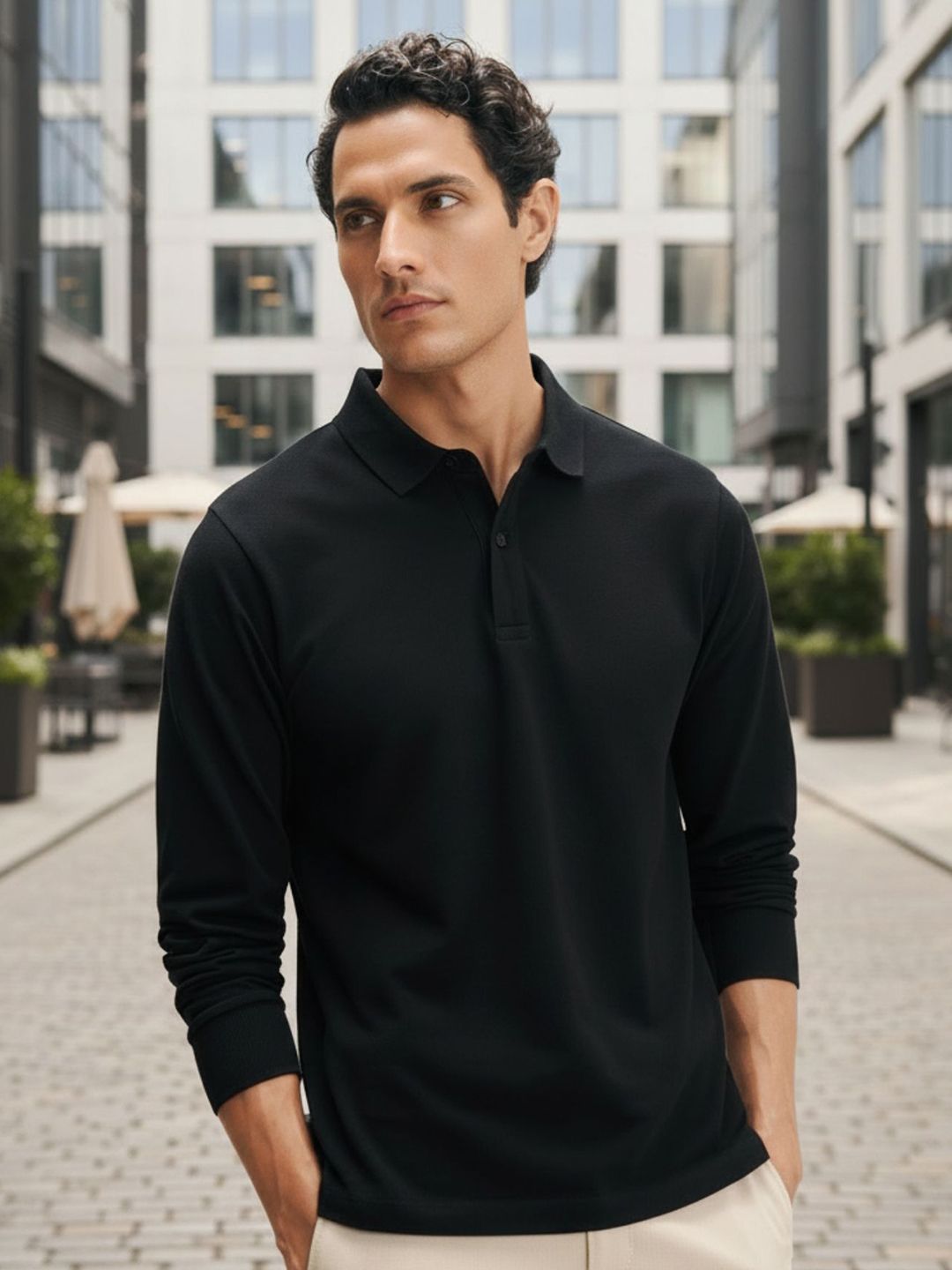 トップス KDG POLO LS SHIRT BLACK Buy XYXX Men Solid Full Sleeve Polo Collar T-Shirt - Tshirts for