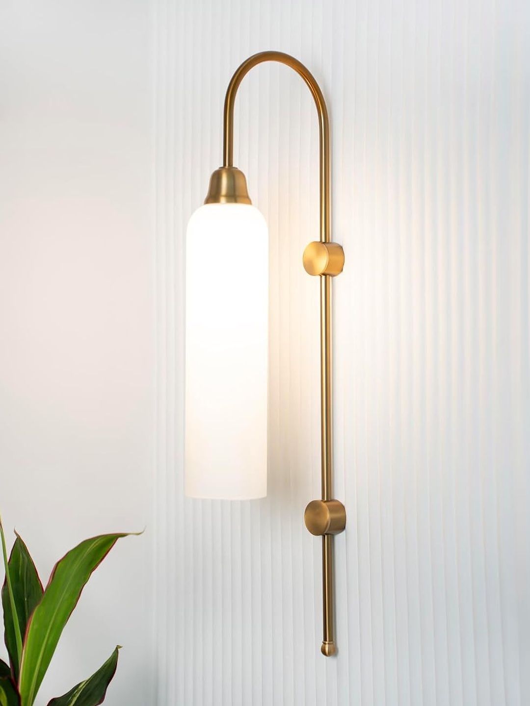 Divine Trends Modern Long Wall Lamp Brass Antique Finish with Frosted Glass