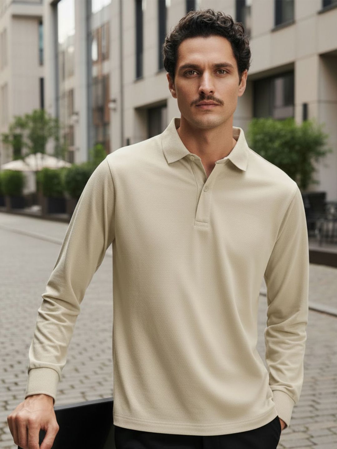 Buy XYXX Men Solid Full Sleeve Polo Collar T-Shirt - Tshirts for
