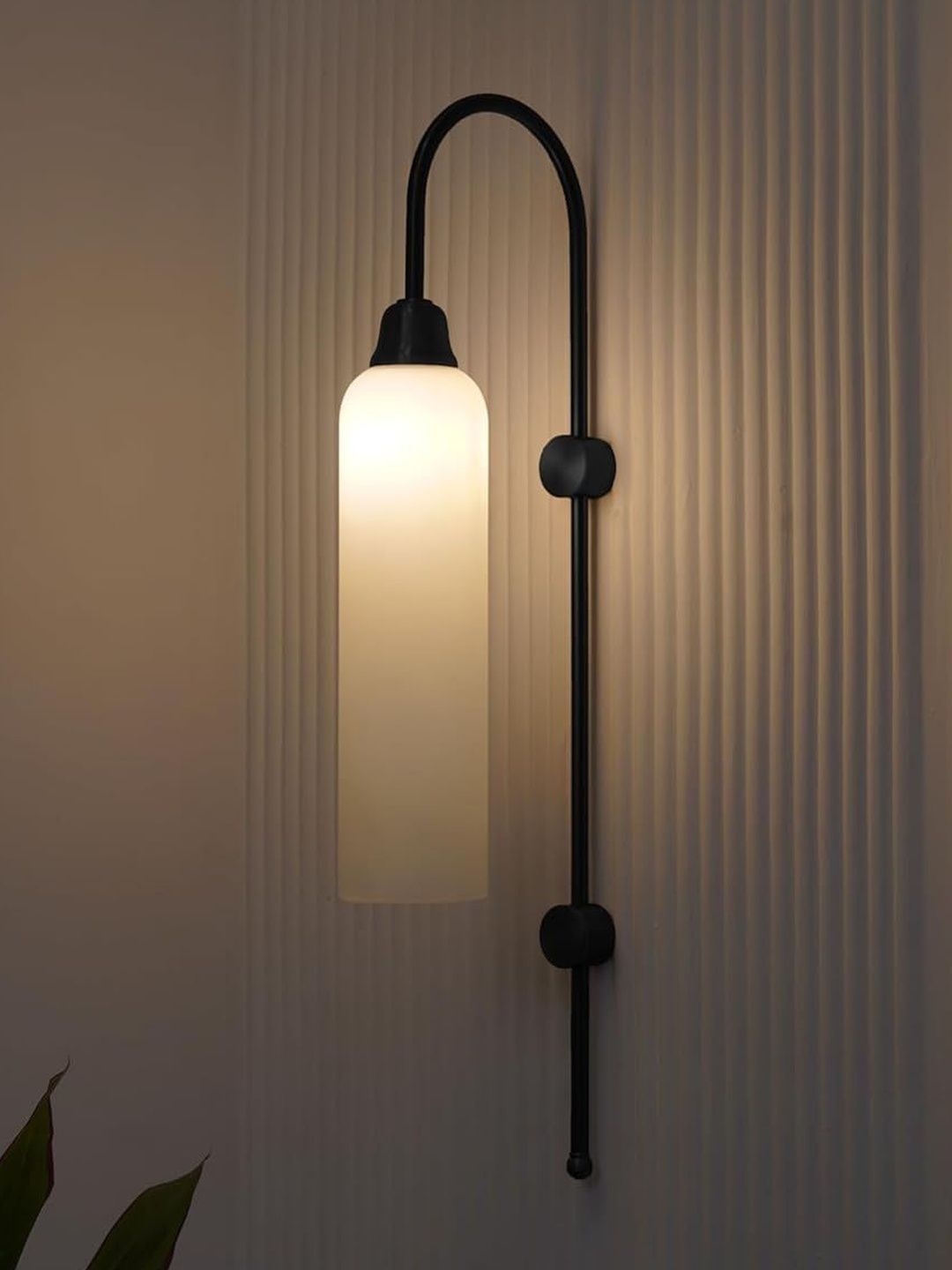 Divine Trends Black Modern Long Wall Lamp with Frosted Glass