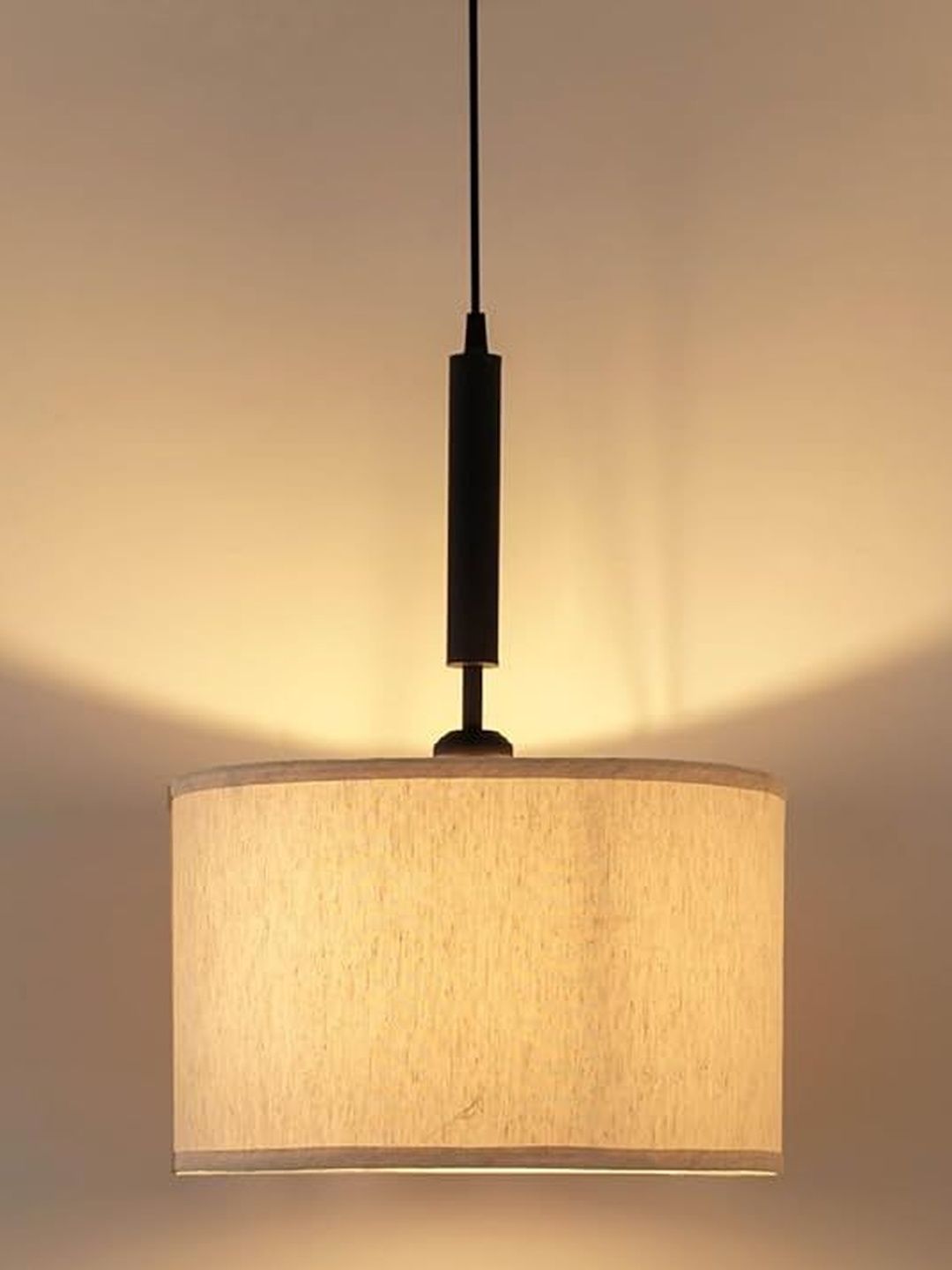 Divine Trends Off-White Lamp Shade Black Pendant Ceiling Lamp