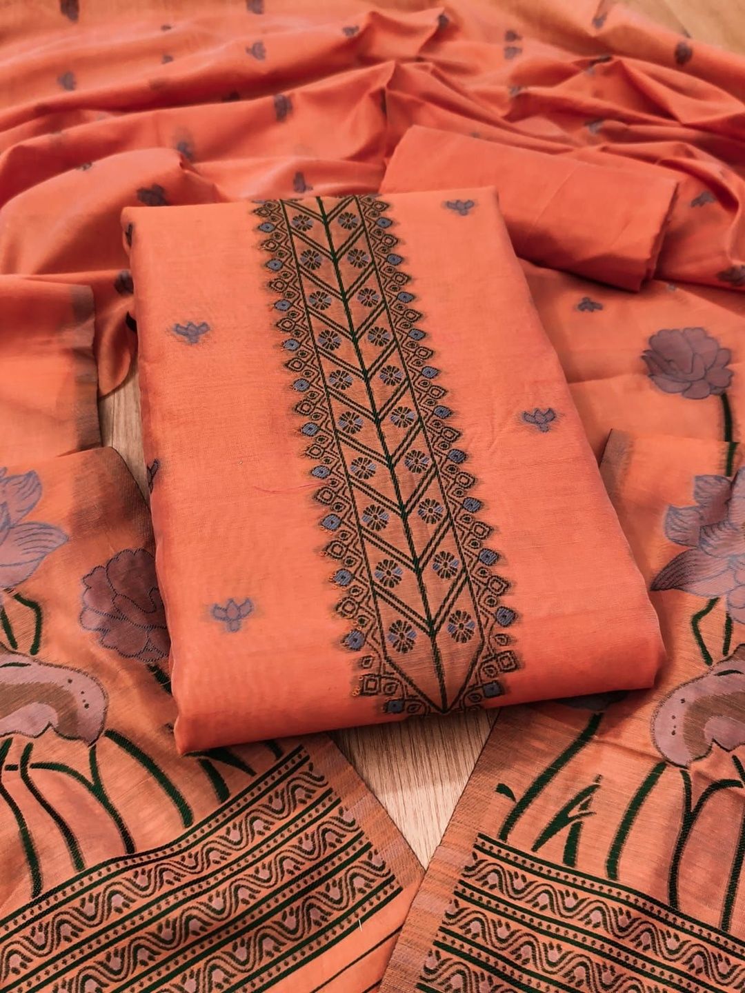 KALINI Embroidered Pure Cotton Unstitched Dress Material