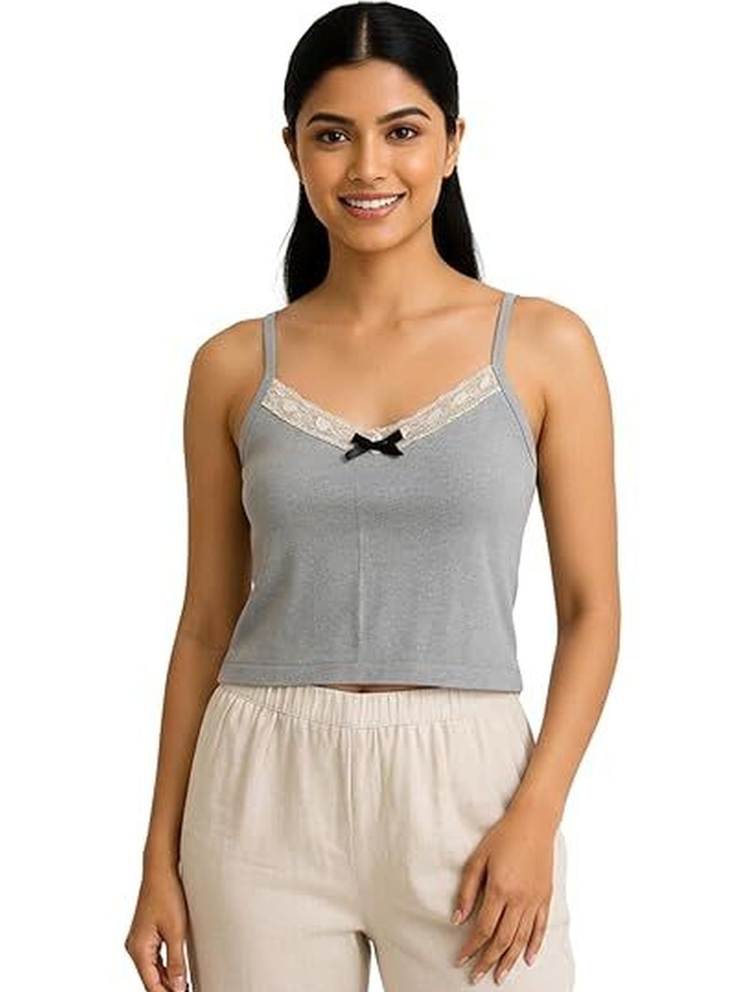 ANDMARY Evelyn ribbon camisole gray M ANDMARY】Evelyn ribbon camisole