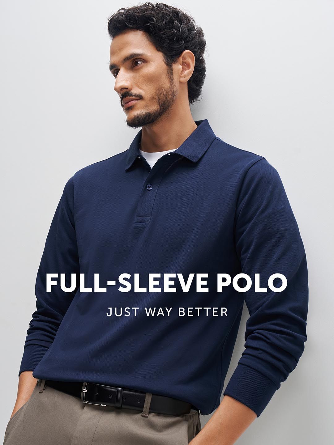 Buy XYXX Men Solid Full Sleeve Polo Collar T-Shirt - Tshirts for
