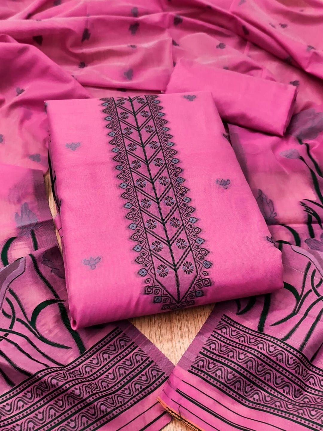 KALINI Embroidered Pure Cotton Unstitched Dress Material
