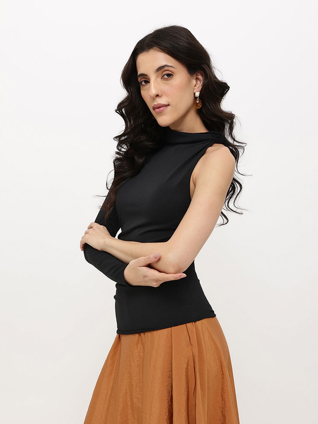 One Shoulder High Neck Top