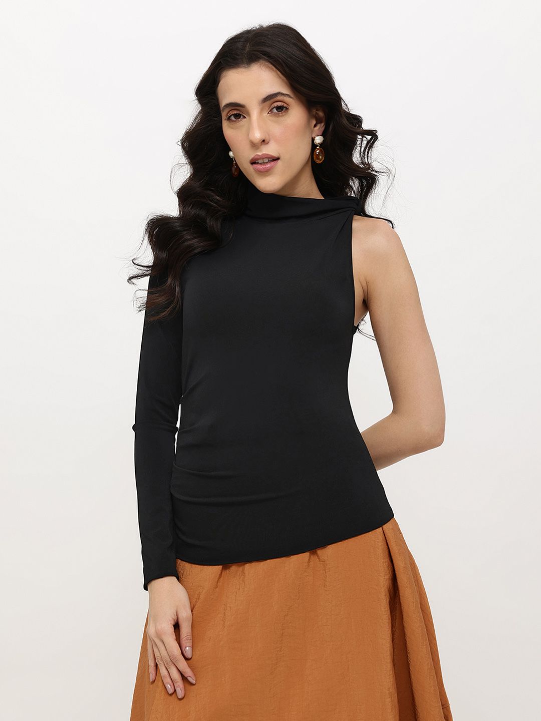 One Shoulder High Neck Top