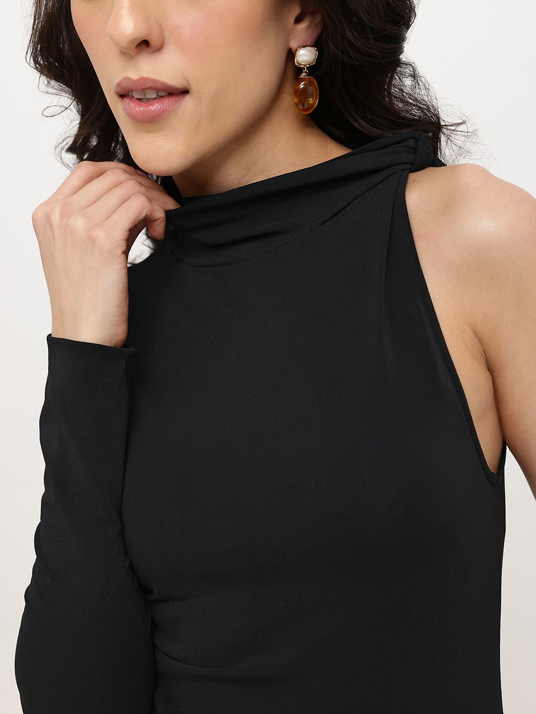 One Shoulder High Neck Top